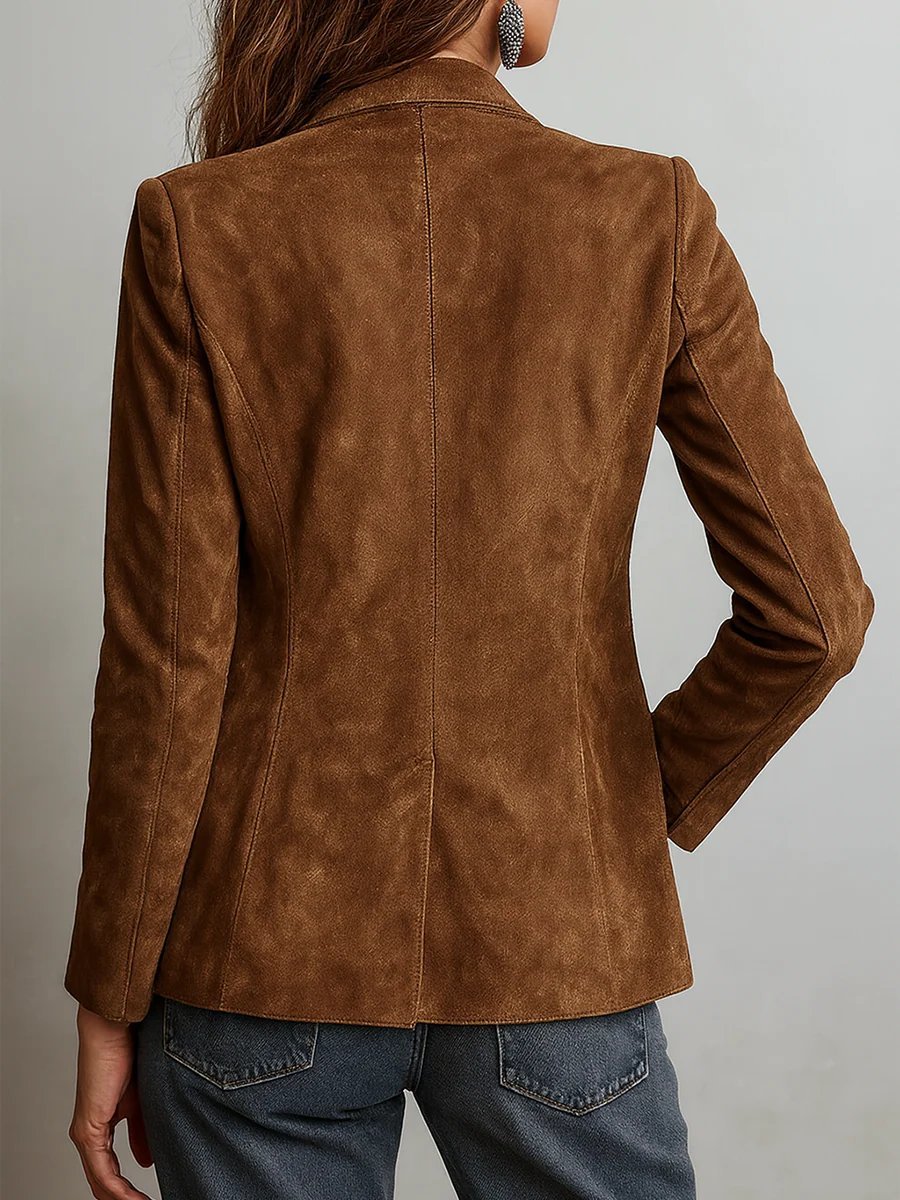 Women's Tailored Blazer Single-Breasted Faux Suede Stylish Layering