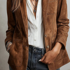 Women's Tailored Blazer Single-Breasted Faux Suede Stylish Layering