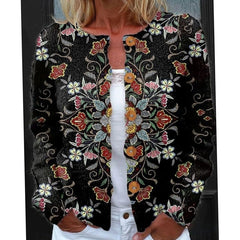 Women's Floral Long-Sleeve Cardigan Button-Front Knit Casual Layering
