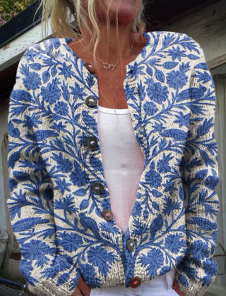 Women's Floral Embroidered Cardigan Button-Front Long Sleeve Casual Layering