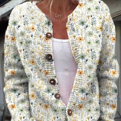 Women's Floral Embroidered Cardigan Button-Front Long Sleeve Casual Layering