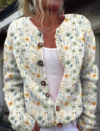 Women's Floral Embroidered Cardigan Button-Front Long Sleeve Casual Layering
