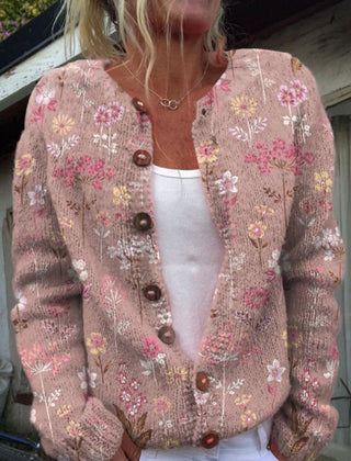 Women's Floral Embroidered Cardigan Button-Front Long Sleeve Casual Layering
