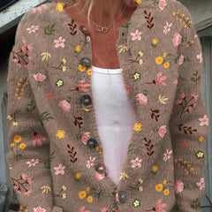 Women's Floral Embroidered Cardigan Button-Front Long Sleeve Casual Layering