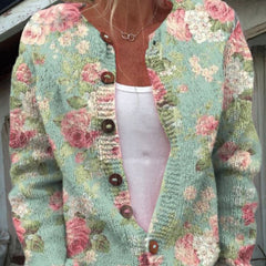 Women's Floral Embroidered Cardigan Button-Front Long Sleeve Casual Layering