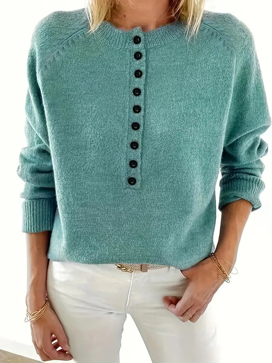 Women's Long Sleeve Knit Sweater Relaxed Fit Crew Neck Casual Everyday Wear