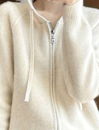 Women's Hooded Cardigan Sweater Full-Zip Relaxed Fit Knit Layering