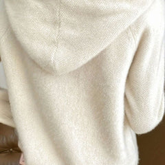 Women's Hooded Cardigan Sweater Full-Zip Relaxed Fit Knit Layering