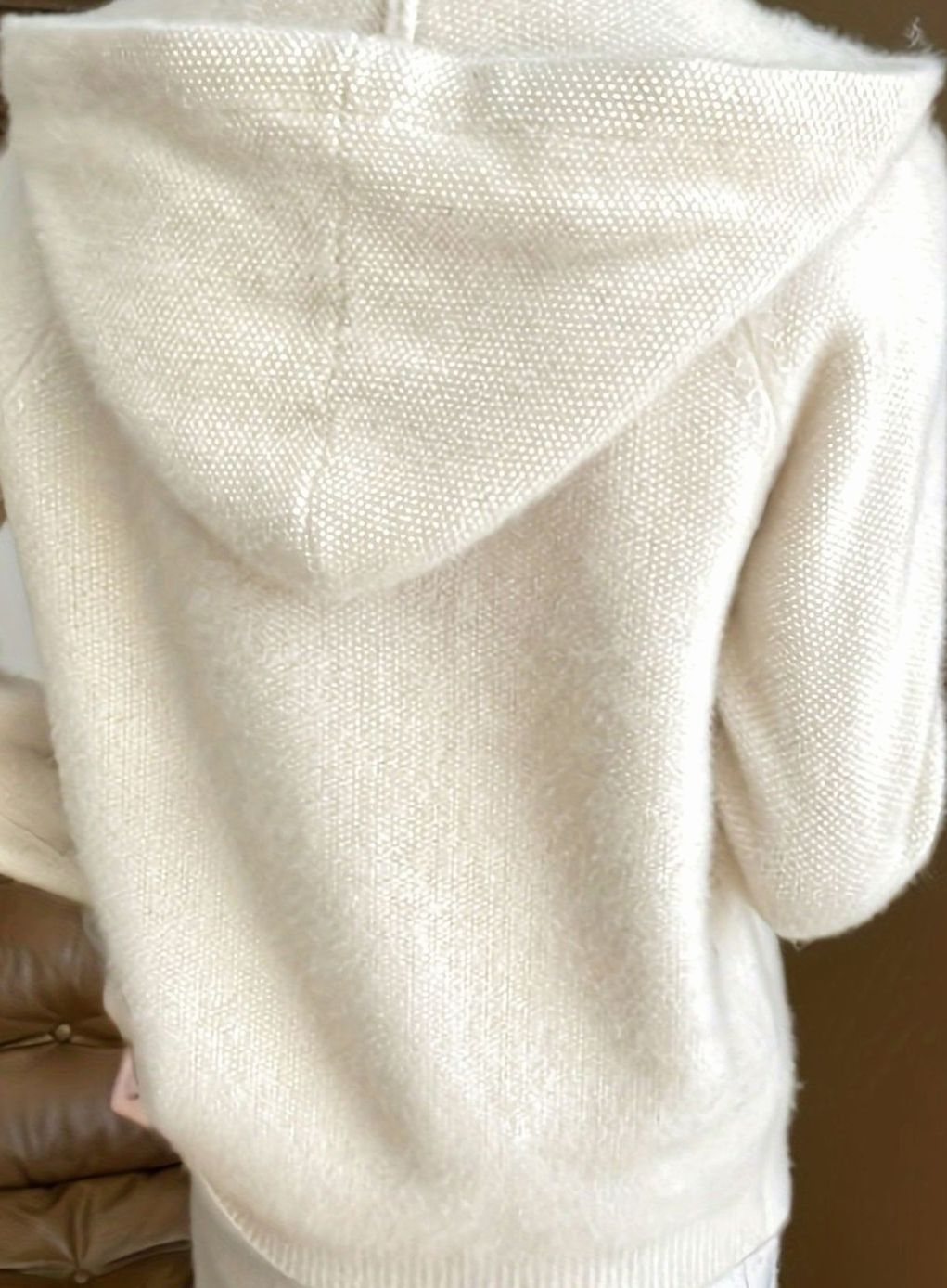 Women's Hooded Cardigan Sweater Full-Zip Relaxed Fit Knit Layering