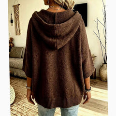 Women's Hooded Open-Front Cardigan Relaxed Fit Knit Layering Casual
