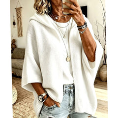 Women's Hooded Open-Front Cardigan Relaxed Fit Knit Layering Casual