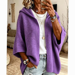 Women's Hooded Open-Front Cardigan Relaxed Fit Knit Layering Casual