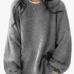 Women's Oversized Knit Sweater Crewneck Relaxed Fit Cozy Casual Everyday