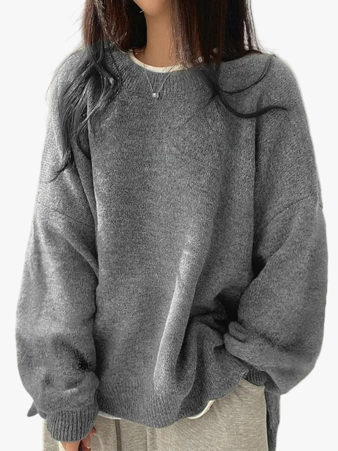 Women's Oversized Knit Sweater Crewneck Relaxed Fit Cozy Casual Everyday