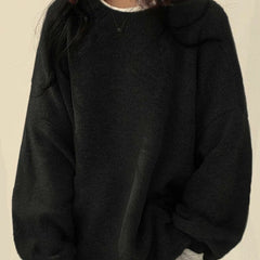 Women's Oversized Knit Sweater Crewneck Relaxed Fit Cozy Casual Everyday