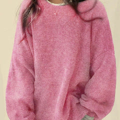 Women's Oversized Knit Sweater Crewneck Relaxed Fit Cozy Casual Everyday