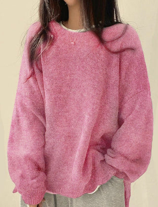Women's Oversized Knit Sweater Crewneck Relaxed Fit Cozy Casual Everyday