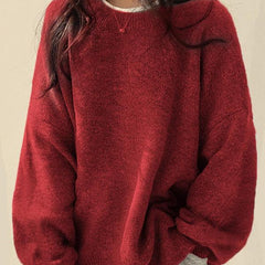 Women's Oversized Knit Sweater Crewneck Relaxed Fit Cozy Casual Everyday
