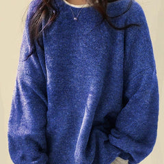 Women's Oversized Knit Sweater Crewneck Relaxed Fit Cozy Casual Everyday