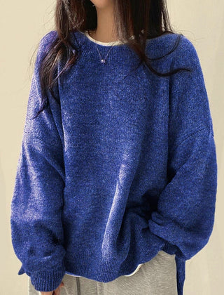 Women's Oversized Knit Sweater Crewneck Relaxed Fit Cozy Casual Everyday