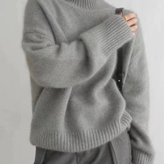 Women's Stylish Turtleneck Knit Sweater Fitted Long Sleeve Cozy Casual