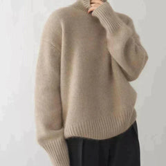 Women's Stylish Turtleneck Knit Sweater Fitted Long Sleeve Cozy Casual