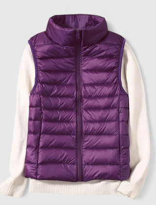 Women's Quilted Sleeveless Puffer Vest Zip-Up Casual Layering Outdoor