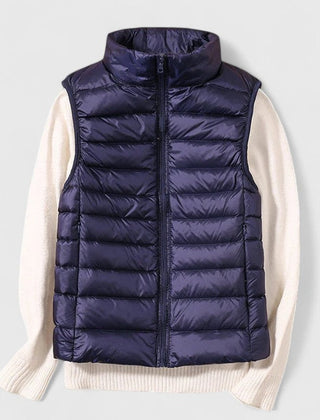 Women's Quilted Sleeveless Puffer Vest Zip-Up Casual Layering Outdoor