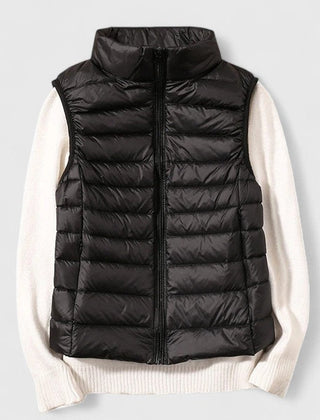 Women's Quilted Sleeveless Puffer Vest Zip-Up Casual Layering Outdoor