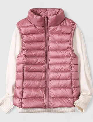 Women's Quilted Sleeveless Puffer Vest Zip-Up Casual Layering Outdoor