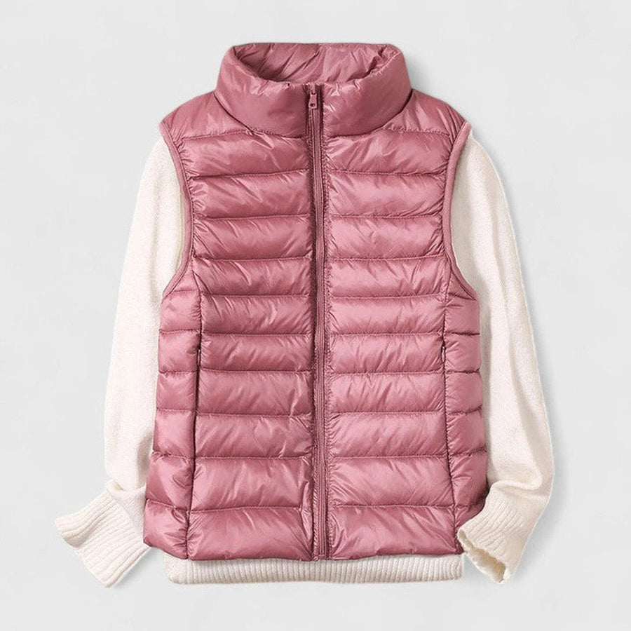 Women's Quilted Sleeveless Puffer Vest Zip-Up Casual Layering Outdoor