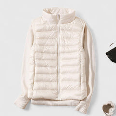 Women's Quilted Sleeveless Puffer Vest Zip-Up Casual Layering Outdoor