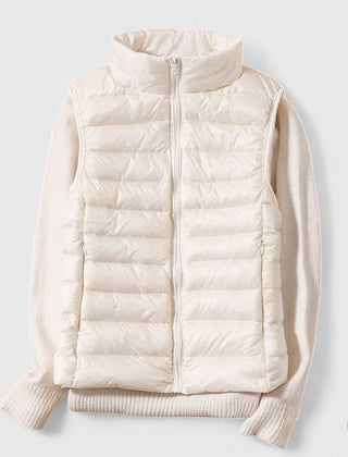 Women's Quilted Sleeveless Puffer Vest Zip-Up Casual Layering Outdoor