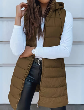 Women's Hooded Sleeveless Puffer Vest Lightweight Layering Stylish Casual