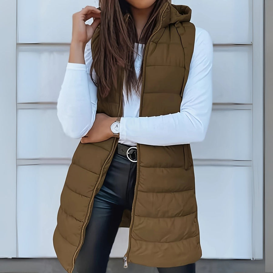 Women's Hooded Sleeveless Puffer Vest Lightweight Layering Stylish Casual