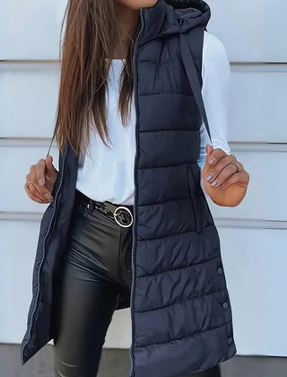 Women's Hooded Sleeveless Puffer Vest Lightweight Layering Stylish Casual