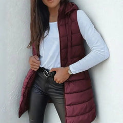 Women's Hooded Sleeveless Puffer Vest Lightweight Layering Stylish Casual