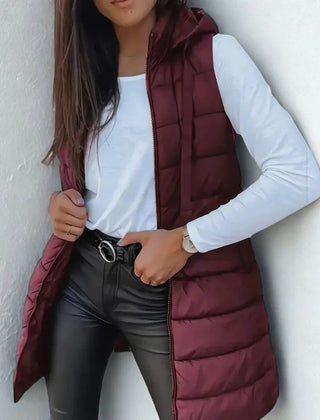 Women's Hooded Sleeveless Puffer Vest Lightweight Layering Stylish Casual