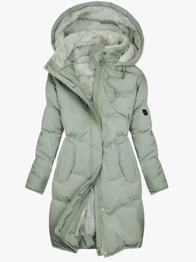 Women's Quilted Puffer Jacket Faux Fur Hooded Warm Stylish Layering