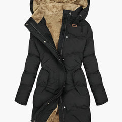 Women's Quilted Puffer Jacket Faux Fur Hooded Warm Stylish Layering