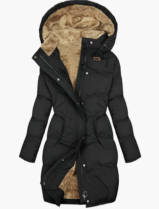 Women's Quilted Puffer Jacket Faux Fur Hooded Warm Stylish Layering