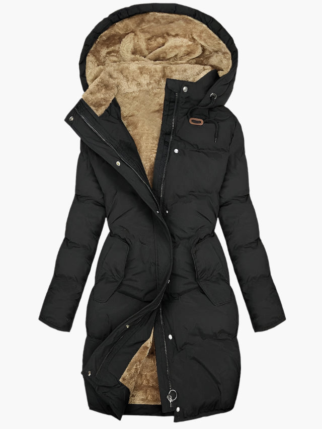 Women's Quilted Puffer Jacket Faux Fur Hooded Warm Stylish Layering