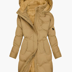 Women's Quilted Puffer Jacket Faux Fur Hooded Warm Stylish Layering