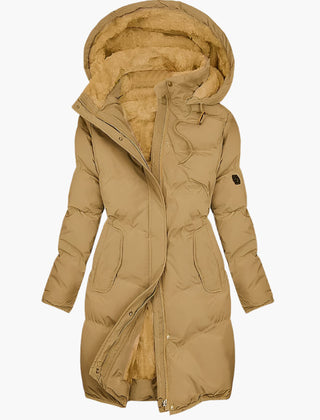 Women's Quilted Puffer Jacket Faux Fur Hooded Warm Stylish Layering