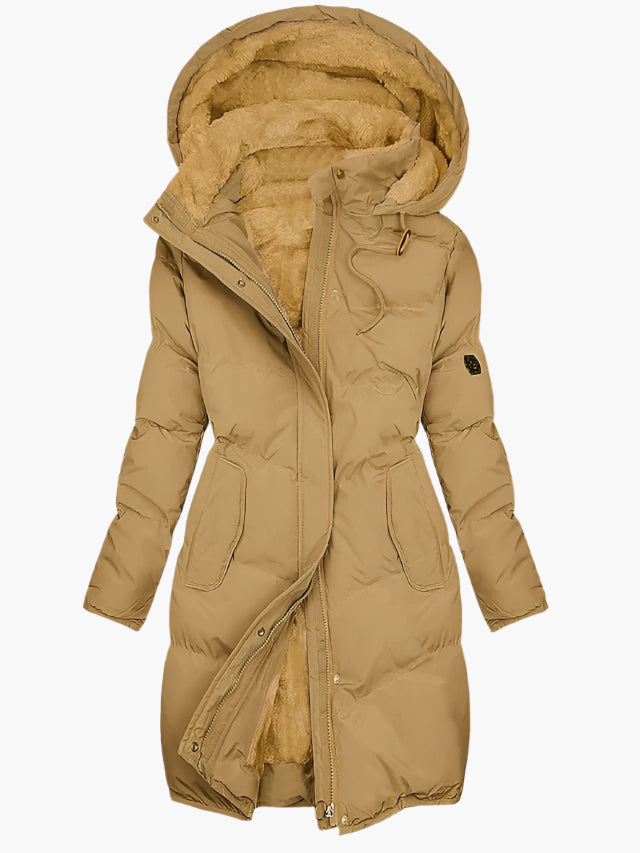 Women's Quilted Puffer Jacket Faux Fur Hooded Warm Stylish Layering