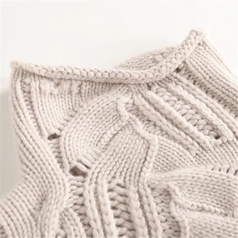 Women's Long Sleeve Mock Neck Cable-Knit Sweater Cozy Casual Layering