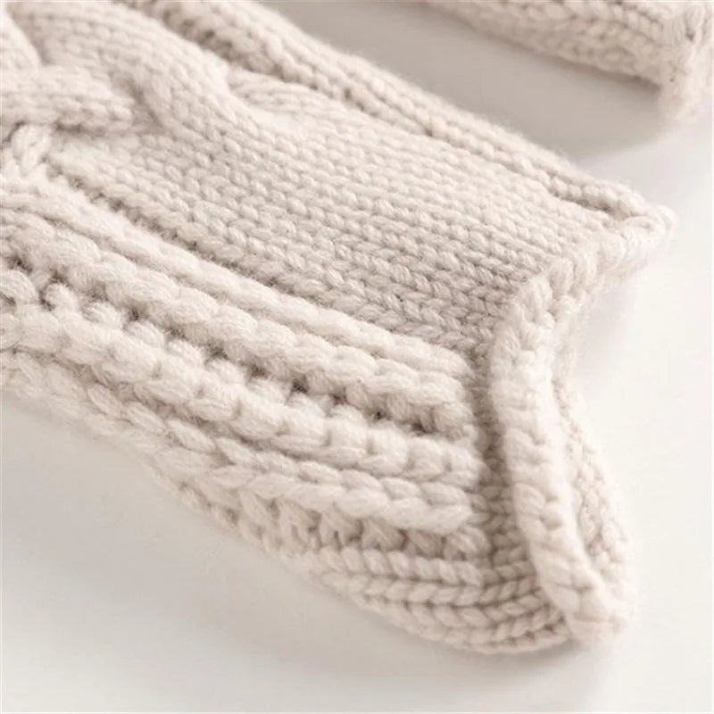 Women's Long Sleeve Mock Neck Cable-Knit Sweater Cozy Casual Layering