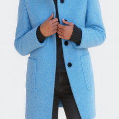 Women's Classic Long Wool Coat Tailored Fit Double-Breasted Notched Lapel Timeless Elegant Outerwear