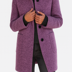 Women's Classic Long Wool Coat Tailored Fit Double-Breasted Notched Lapel Timeless Elegant Outerwear