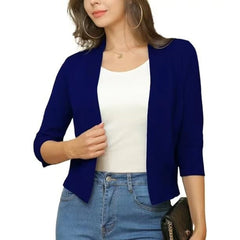 Women's Cropped Cardigan Open-Front 3/4 Sleeve Stylish Layering Casual